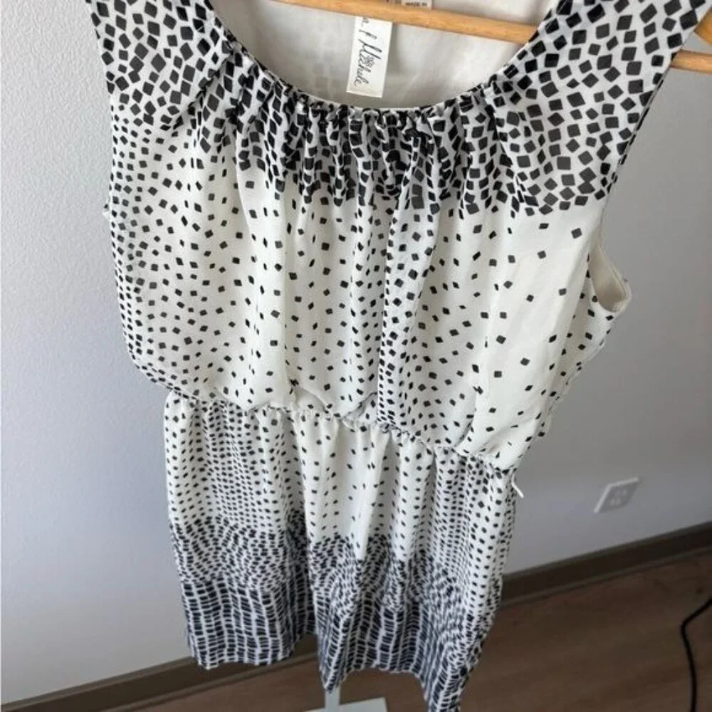 Emma & Michelle Dress 10 Abstract Scoop Neck A-line Clean Girl Preppy Soft Girl - Picture 7 of 12